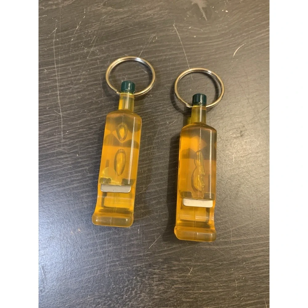Berentzen Appel Apple Liqueur Liquor Keychain Key Ring Lucite Bottle Opener Set